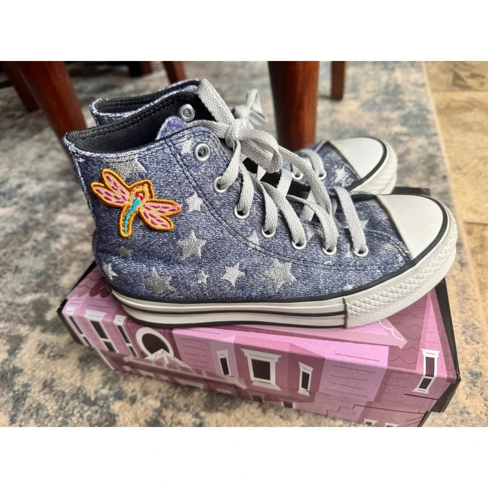 Kids Converse x Coraline All Star High Top‎ Sneakers Dragon Fly Star Size